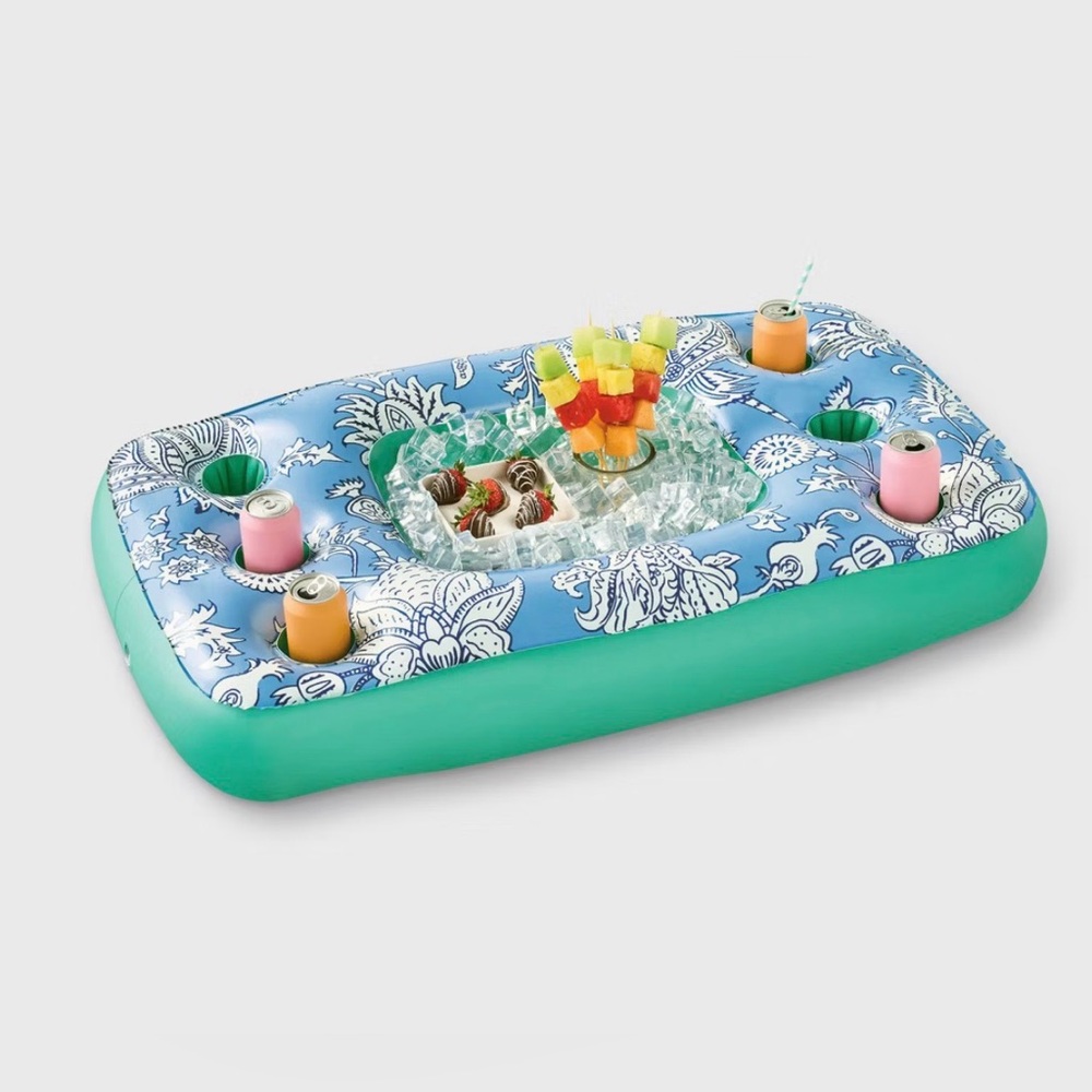 NEW! Roller Rabbit x Target Floral Vines Rectangular Snack Float Blue - Picture 3 of 4